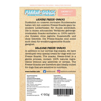 Freeze-Snack für Hunde - Lachsfilet (gefriergetrocknet) - 50g.