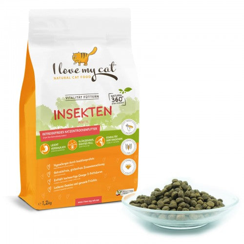 Trockenfutter für Katzen mit Insektenprotein - 1,2 kg.